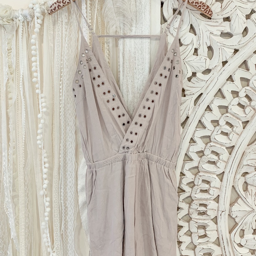 Studded V-Neck Romper